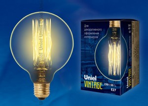 Uniel  LOFT G95 E27 60W Шар винтажная лампа накаливания IL-V-G95-60/GOLDEN/E27 VW01