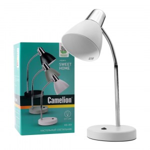 Camelion KD-359 C01 св/к настольный 40W E27 230V металл, белый, шнур 1,6м