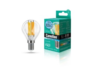 Camelion Шар G45 E14 12W(1215lm) 4500K 2K филамент 80x45 LED12-G45-FL/845/E14 (10!)