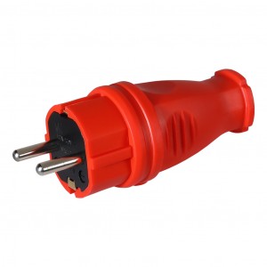 Smartbuy вилка прямая каучук 2P+PE 1х16А 220-240V IP44, красная SBE-16-P07-Rr