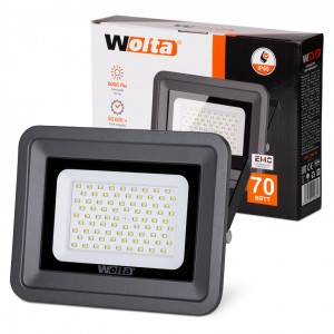 Wolta св/д прожектор 70W(6000Lm) SMD 5500K 6K IP65 250x37x207мм метал/пласт черный  WFL-70W/06