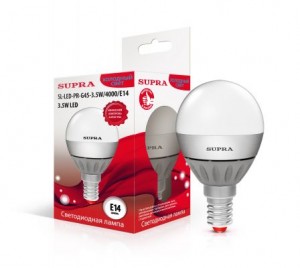 Supra Шар G45 E14 3,5W(300lm) 4000 матовая 77x45 пластик/алюм. SL-LED-PR-G45-3.5W/4000/E14