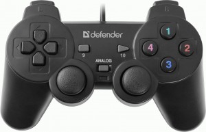 Проводной геймпад Omega USB, 12 кнопок, 2 стика, Defender, 64247
