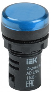 Лампа AD22DS(LED)матрица d22мм синий 24В AC/DC  IEK