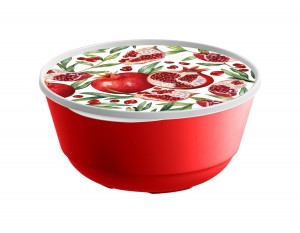 Миска (салатник) с крышкой Bergamo 1л, с декором гранаты, красный 221165706/03 IDIland