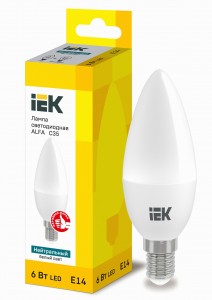 IEK свеча C37 E14 6W(540lm) 4000К 4K 112х37 матов. ALFA LLA-C35-6-230-40-E14