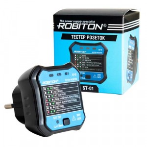 Тестер розеток ROBITON ST-01, проверяет напряжение сети, заземление, работу УЗО, 18000