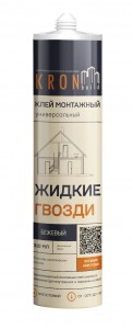 KRONbuild клей монтажный жидкие гвозди бежевый 390г, арт.LNB39