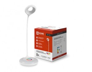 ASD/inHome св-к настольный св/д акк-ный ССО-11Б 8W(640lm) 6500K RGB-подсветка сенсор USB-кабель 5819