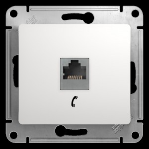Schneider GLOSSA мех. роз. телеф./компьют. СУ 1 мест. бел. (пласт. осн., RJ-11+RJ-45) GSL000185 (+)
