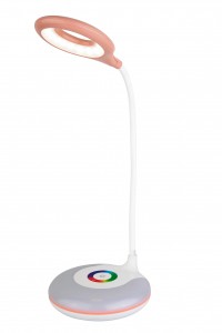 Ultraflash UF-752 С14 св-к св/д наст. акк-ный 6W(280lm) 6000K, RGB-осн,сенсор/димм, 3 ур.ярк., розов