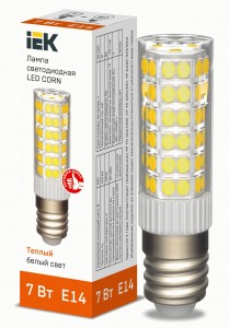 IEK Лампа LED CORN капсула 7W(665lm) 230В 3000К керамика E14 66x16 LLE-CORN-7-230-30-E14