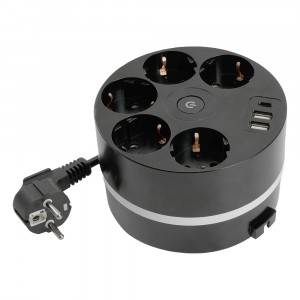 STEKKER Удлинитель 3x1, 5 роз., с/з белый 2.5м 2USB+С 5V 250B 16A Comfort черный 49656