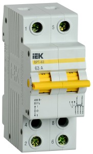 IEK выкл.-разъединитель трехпозиц. ВРТ-63 2P 63А модульный реверсивный рубильник  MPR10-2-063