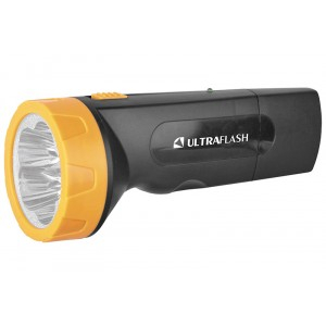 Ultraflash фонарь ручной LED3827 (акк. 4V 0.7Ah) 5св/д, черный+желт./пластик, вилка 220V (3 шт.)