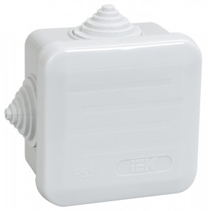IEK коробка КМ41236 распред. ОУ 70х70х40 мм IP44 (RAL7035, 4 гермоввода, защелкивающаяся крыш