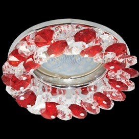 Ecola CD4141 MR16 GU5.3 св-к Круг с хрусталиками Прозрачный и Рубин/Хром 50x90 Light FR1617EFY