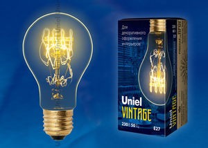 Uniel  LOFT A60 E27 60W ЛОН винтажная лампа накаливания IL-V-A60-60/GOLDEN/E27 SW01