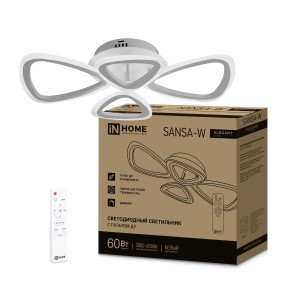 ASD/inHome св-к св/д упр ELEGANT SANSA-W 60W(4700lm) 2-4-6K 600х400х75 пульт ДУ бел IN HOME