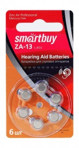 Э/п Smartbuy Батарейка для слуховых аппаратов Smartbuy A13-6B (60/3000) (SBZA-A13-6B)