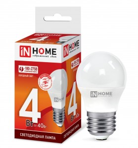 ASD/inHome VC шар P45 E27 4W(360lm) 6500К 6K 83x45 (без пульсации) 0616