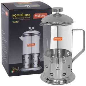 Чайник/кофейник (френч-пресс) 600мл, Caffe, нерж сталь/стекло, B535-600ML  950146 Mallony
