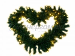 Еловый шлейф искуств. 80LED, 2,7м, белый d=26см, IP44 307-115