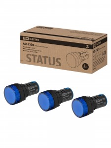 TDM STATUS лампа сигнальная AD-22DS синий LED d22мм, 24-440В AC/DC(уп.10шт,цена за шт) SQ0702-0095