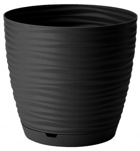Горшок для цветов Saffron 1,5 л с поддоном (черный), 221610130/02 IDIland