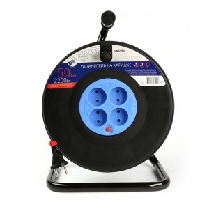 SmartBuy силовой удлинитель на пласт. катуш. ПВС 2х1 4 роз. 50 м 10А, предох. SBE-10-4-50-N