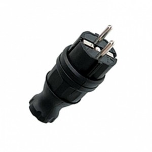 EKF Basic вилка прямая каучук 2P+PE 1x16A IP44 RPS-011-16-230-44