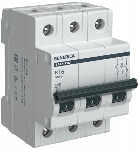 IEK GENERICA автоматический выкл. ВА47-29М 3P 16А 4,5кА х-ка B  MVA21-3-016-B-G