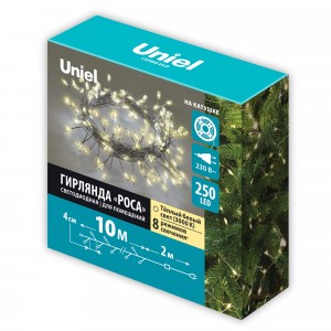 Гирлянда-нить св/д "Роса" 10м 250LED теплый белый, провод прозрач ULD-S1000-250/DTA IP20 Uniel