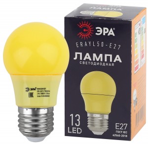 ЭРА Лампа св/д д/гирлянды Белт Лайт лон A50 E27 3W(30Lm)3000K, желтый, 90х50, 13SMD ERAYL50-E27 0266