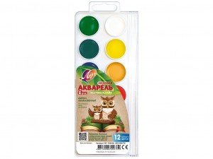 Краски акварельные Луч ZOO 12 цв. без кист. пласт.уп. с европодвесом