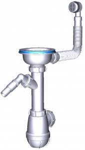 Aquant Сифон для кухни 3 1/2" х 40 отвод д/стир.машины,круглый перелив, B0141-29-MR (B0141БЕЛ-29РS)