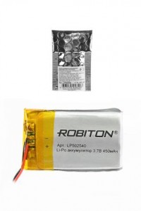 Ак-р Robiton Li-Po LP502540 450mAh 3.7V с защитой, 14074