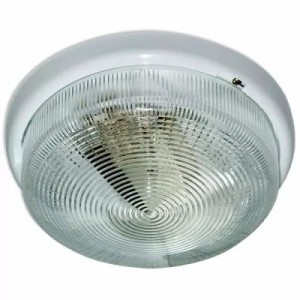 Рондо НБО-05-100-001 св-к наст. 100W E27 IP44 d240 стекло прозр. корп пласт бел (уп.4шт) раунд (РБ)