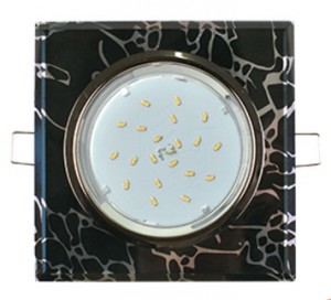 Ecola GX53 H4 5311 св-к Стекло Квадрат скошенный край черный хром-хром на черном 38x123 FB53SNECH