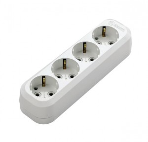 Makel роз. колодка 4 гн. 10А 250В (корп. ABS, белая, земля) MGP151