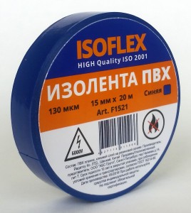 ISOFLEX изолента 15/20 синяя, 130мкм, F1521