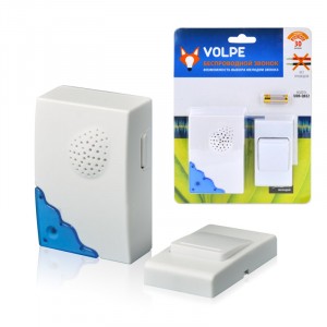 Volpe звонок беспроводной, 30м, 16 мелодий, индикатор, бел., блистер UDB-Q022 W-R1T1-16S-30M-WH