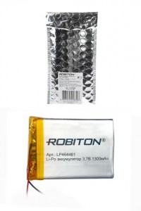 Ак-р Robiton Li-Po LP464461 1300mAh 3.7V с защитой, 14073