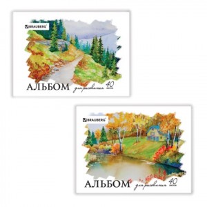 Альбом д/рисования, 40 л., BRAUBERG, обл. карт., 100 г/м2, "Родные просторы", 2 вида, 103729