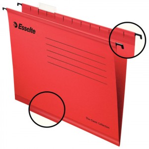 Подвесные папки А4/Foolscap (400х240 мм), до 300л., КОМПЛЕКТ 25 шт., красные, картон, ESSELTE "PlusF