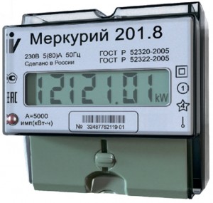 Меркурий 201.8 счетчик эл/эн 1ф 1т 5(80)А, 6-ти разр. ЭМОУ ЖК для уст. на рейку (без планки) 2021