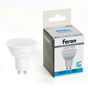 Feron MR16 GU10 230V 5W(410lm) 6400K 6K матовая 50x50, LB-24 51217