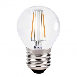 General шар P45 E27 8W 4500K 4K 45x76 филамент (нитевидная), прозр 649981