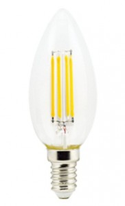 Ecola свеча E14 6W 4000K 4K прозр. 96x37 филамент (нитевидная), 360° N4QV60ELC