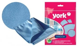 Салфетка для уборки стекла, зеркал 30*30см, микрофибра, 026150 York